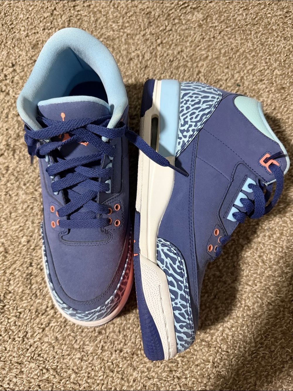 Kids Blue Jordans Purple w/ Light Blue Accents
